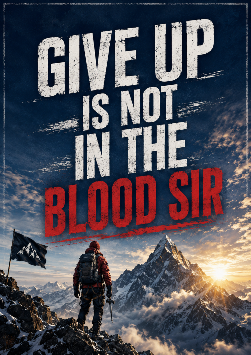 Give up is not in the blood sir